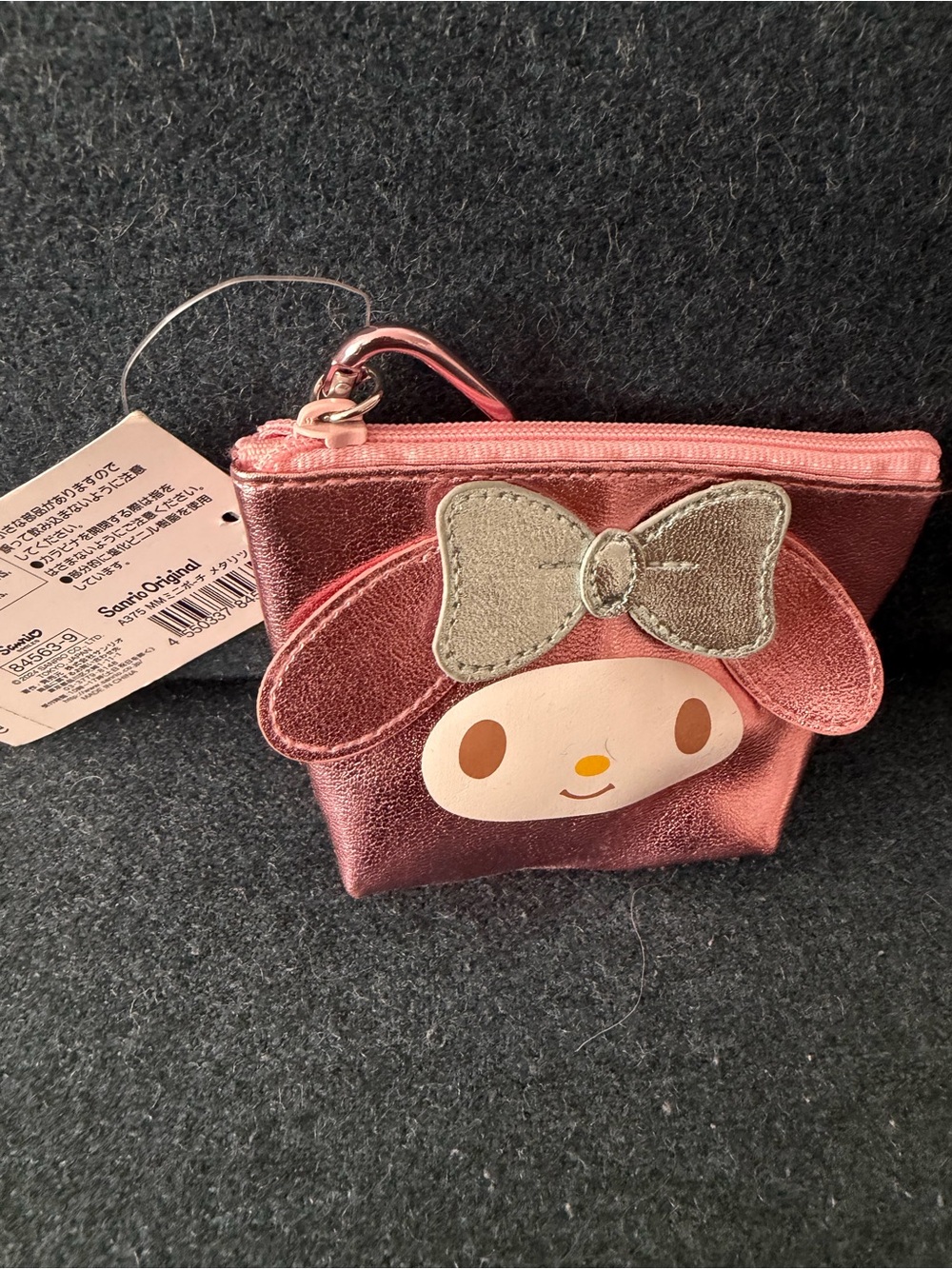 Sanrio My Melody Metallic Rose Pink Coin Pouch with Silver Bow